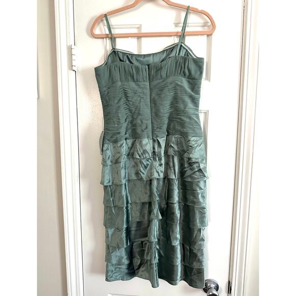 ADRIANNA PAPELL Shutter Pleat Dress Bolero Jacket Silk Sea Glass Green Sz 12 NWT - Picture 6 of 10